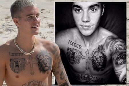 Justin Bieber khoe cận cảnh cơ thể phủ kín hình xăm