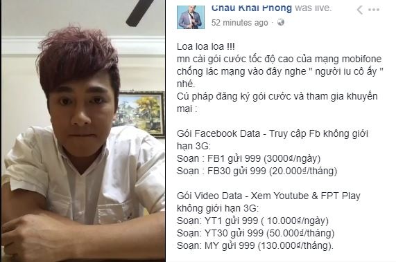 Châu Khải Phong bật mí sắp ra MV hài khiến khán giả cười nghiêng ngả - 1 Nhân dịp… mạng mượt nhờ gói data tốc độ cao không giới hạn của MobiFone, Châu Khải Phong đã hát live tặng fan ca khúc mới sắp trình làng - Người yêu cô ấy.