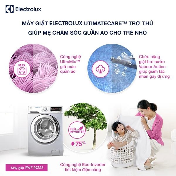 Bí quyết để con vui vẻ, khỏe mạnh chỉ với 2 sản phẩm gia dụng - 1 Máy giặt Electrolux UtimateCare™ EWF12935S cùng mẹ chăm sóc quần áo cho trẻ