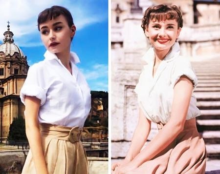 Ngỡ ngàng khi phát hiện “anh em sinh đôi” của các sao lớn - 1 Huyền thoại điện ảnh Audrey Hepburn đã bất ngờ tìm thấy một người “chị em” khác họ là Charlotte Tighe