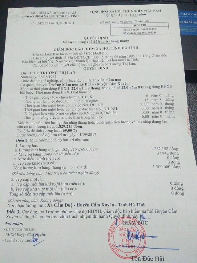 Giám đốc Bảo hiểm xã hội: “Lương hưu cô giáo 1,3 triệu đồng không sai” - 1 Giám đốc Bảo hiểm xã hội: “Lương hưu cô giáo 1,3 triệu đồng không sai” - 1