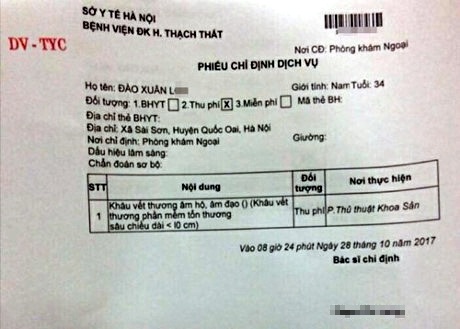 Hà Nội: Rách tay, nam thanh niên được chỉ định khâu... âm đạo - 2 Phiếu chỉ định có nhầm lẫn bác sĩ chưa ký mà hủy ngay sau đó.