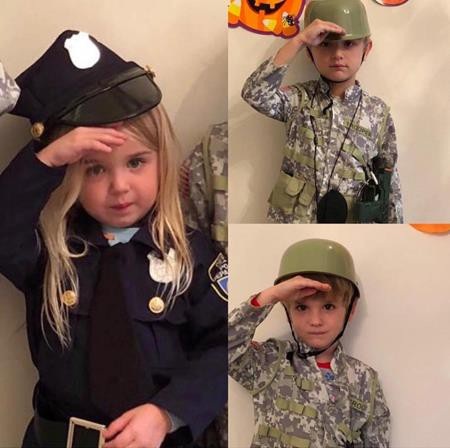 Điểm danh các màn hoá trang Halloween đáng yêu nhất của các sao nhí - 1 Ba người cháu nội của Tổng thống Mỹ Donald Trump, Chloe, Spencer và Tristan đã hoá trang thành cảnh sát và binh sĩ cho mùa lễ Halloween. Và dĩ nhiên, tinh thần yêu nước của ba nhóc tì này đã khiến cho ông bố Donald Trump Jr. hết sức tự hào.