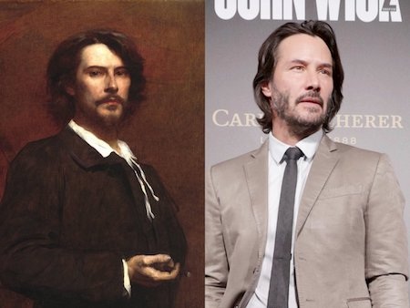 Keanu Reeves, ngôi sao của bộ phim “Ma trận” cũng từng khiến nhiều fan phải giật mình khi trông rất giống với Paul Mounet, nam diễn viên người Pháp sống ở thế kỉ 19.