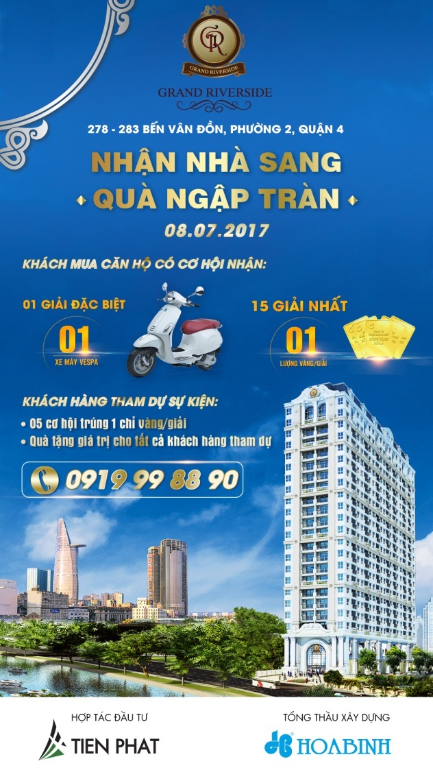 Dự án căn hộ Grand Riverside chính thức cất nóc - 2
Chương trình ưu đãi lớn nhất năm “Nhận nhà sang – Quà ngập tràn”