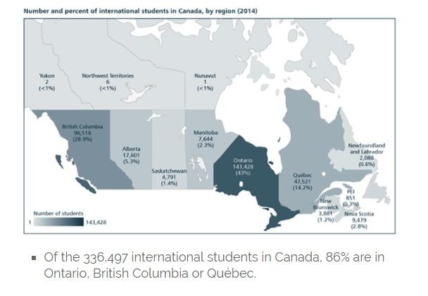 
Bản đồ phân bố sinh viên quốc tế tại Canada
