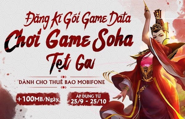 MobiFone miễn phí data 1 tháng cho các Game thủ VTC và Soha Game - 2 Đăng ký càng nhanh, thời gian miễn phí càng nhiều. Hãy soạn ngay SG1 gửi 999 (2.000 đ/ngày) để chơi Game Soha tẹt ga!