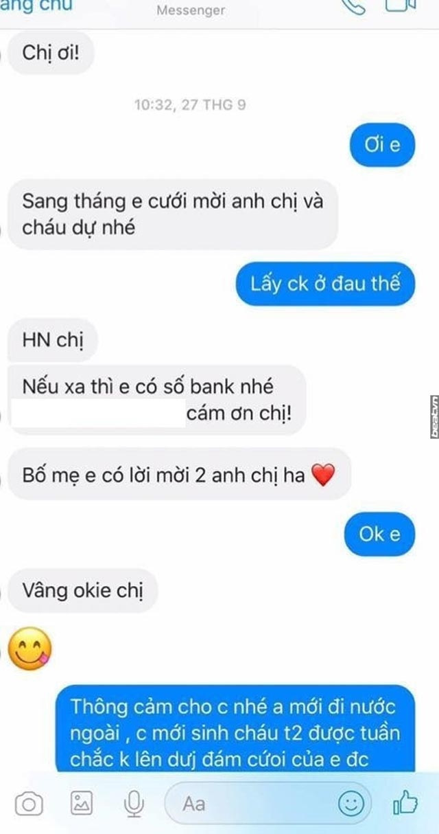 Nóng trên mạng: Khách không đi đám cưới, cô dâu nhắn tin đòi chuyển tiền mừng - 1
