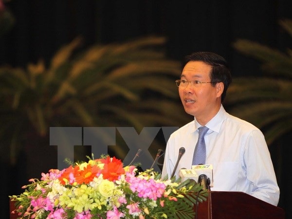 Khẩn trương triển khai đề án quy hoạch báo chí - 3
Trưởng ban Tuyên giáo Trung ương Võ Văn Thưởng phát biểu tại hội nghị. (Ảnh: Thanh Vũ/TTXVN)