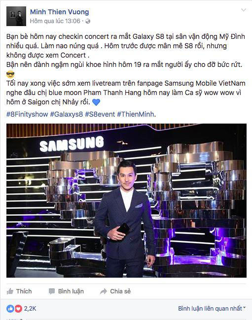 Không còn nghi ngờ gì nữa, Galaxy S8 sinh ra để dành cho những người theo đuổi phong cách lịch lãm như Thiên Minh. Siêu phẩm vô cực sẽ góp phần tôn vinh hình ảnh thành công của bạn trong mắt người đối diện. Hơn thế nữa, bảo mật quét mống mắt hiện đại cùng khả năng đa nhiệm hoàn hảo trên Galaxy S8 cũng trở thành điểm cộng nâng tầm sự chuyên nghiệp cho bạn.