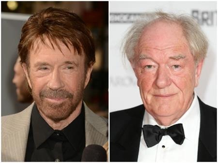 Cùng tuổi nhưng các sao Hollywood lại khác nhau một trời một vực - 4 Dù đều đã bước sang tuổi 76 nhưng trông Chuck Norris vẫn khá trẻ trung còn Michael Gambon thì quả thực đã xếp vào hàng “gạo cội” và được đánh giá là khá đẹp lão