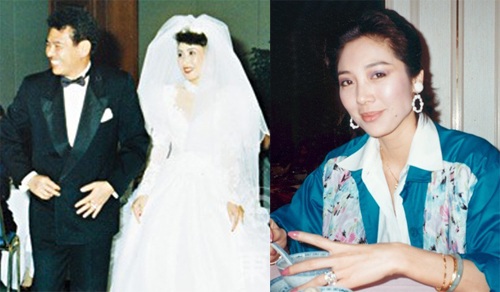 Sao võ thuật U80 lấy vợ thứ tư kém 30 tuổi - 2 Đám cưới với Phương Di Trân (ảnh trái) và người đẹp Doanh Doanh (phải)