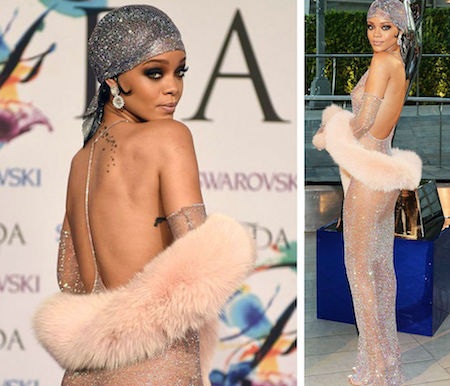 “Bỏng mắt” trước những màn khoe thân ấn tượng của sao Hollywood - 6 Khi tham gia sự kiện CFDA Fashion Awards 2014, Rihanna đã lựa chọn một bộ cánh khó mà có thể “mát mẻ” hơn được nữa