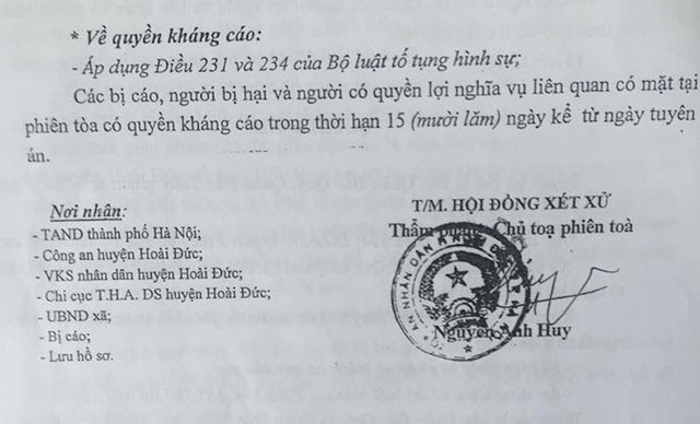 Khởi tố xong 14 năm sau mới mở tòa tuyên án: Ly kỳ án giữa thủ đô? - 4
Bản án tuyên phạt 2 mức án tù 5 năm và 5 năm 6 tháng với hai anh em ruột Quý, Thuý sau 14 năm khởi tố.