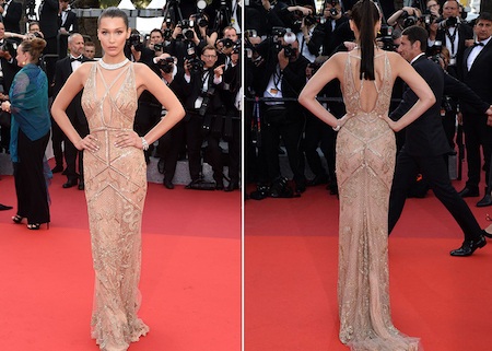 Tại Liên hoan phim Cannes năm ngoái, Bella Hadid đã nhanh chóng trở thành tâm điểm của mọi ống kính máy ảnh nhờ vào chiếc váy cắt xẻ quyến rũ