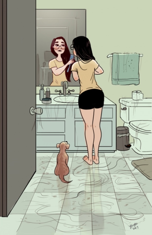 Cái thú của độc thân - bộ ảnh đầy an ủi cho nàng "ế bền vững" - 7 Để tóc vương vãi khắp mọi nơi bạn đi qua