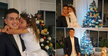 Messi và C.Ronaldo đi đầu trào lưu ăn mừng Giáng sinh - 7 James Rodriguez thì lại dành thời gian cho cô con gái Salomé bé bỏng.