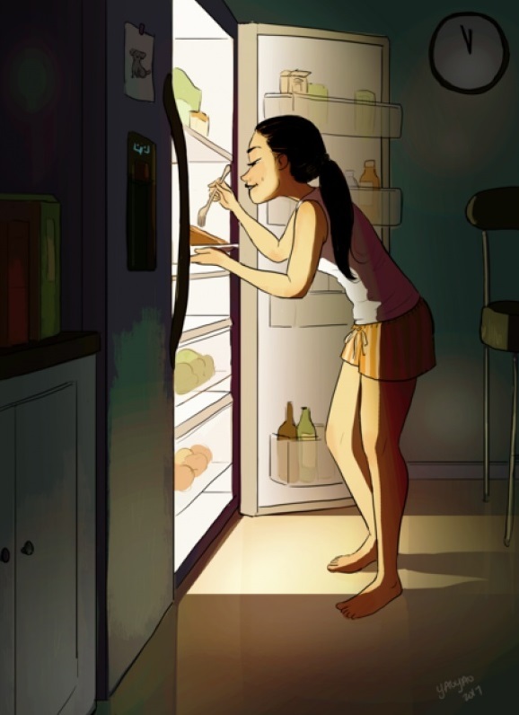 Cái thú của độc thân - bộ ảnh đầy an ủi cho nàng "ế bền vững" - 9 Mò dậy ăn bất cứ khi nào bạn đói, kể cả lúc nửa đêm