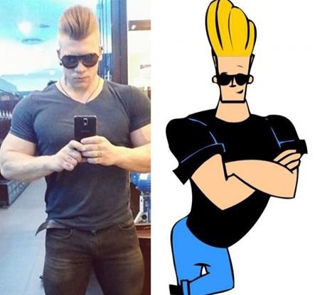 Thích thú khi “đối đầu” với các nhân vật hoạt hình kinh điển - 9 Anh chàng Johnny Bravo ngoài đời thực cũng rất cơ bắp và tạo ấn tượng với kiểu tóc đặc trưng