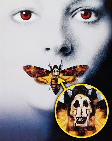 Tờ áp phích của bộ phim “The silence of the lambs” đã trở nên quen thuộc với sự xuất hiện của một con bướm có hình đầu lâu trên lưng. Tuy nhiên, nếu nhìn cận cảnh, nhiều người sẽ phải giật mình khi nhận ra hình ảnh này được tạo bởi 7 người phụ nữ khỏa thân và là một sự dụng công sâu xa của nhà sản xuất.