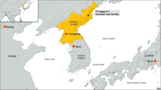 Vì sao Triều Tiên chần chừ thử hạt nhân lần 6? - 2
Bãi thử Punggye-ri nằm ở đông bắc Triều Tiên, nơi đang bị theo dõi chặt chẽ trong bối cảnh có các đồn đoán rằng Bình Nhưỡng sắp thử hạt nhân lần 6 (Ảnh: VOA)