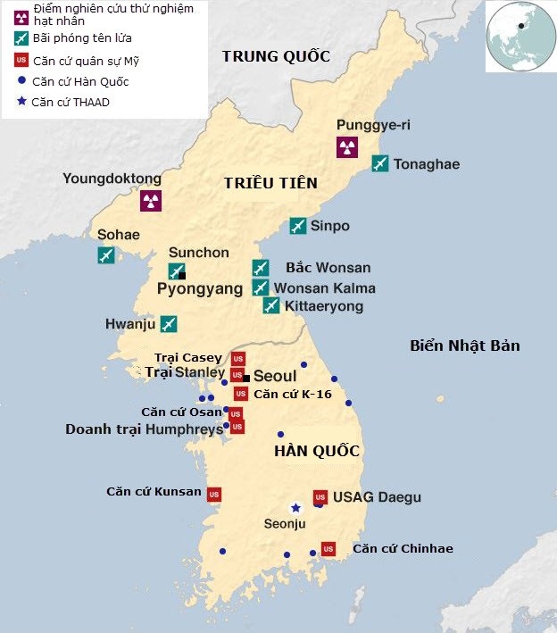 Tương quan sức mạnh quân đội Mỹ - Triều - 3 Đồ họa các lực lượng quân sự trên bán đảo Triều Tiên (Đồ họa: BBC)