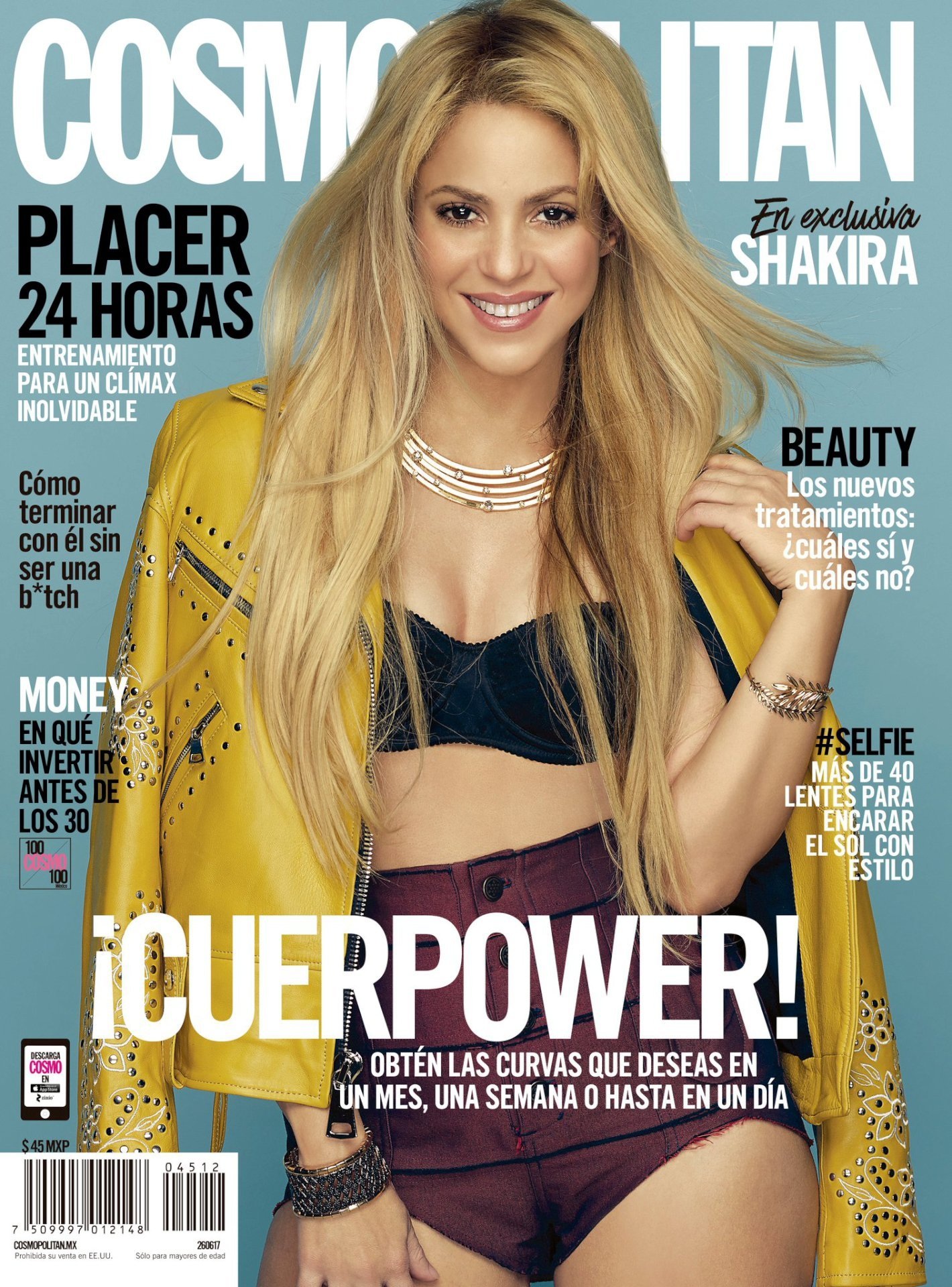 Shakira is very beautiful and youthful on the cover of Cosmopolitan magazine's July 2017 issue