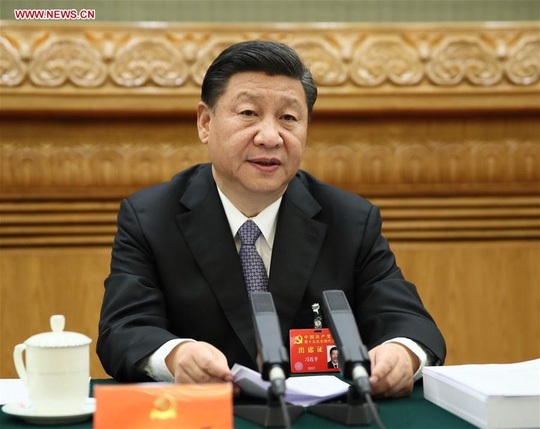"Tư tưởng Tập Cận Bình" được đưa vào điều lệ đảng Trung Quốc - 1
Chủ tịch Trung Quốc Tập Cận Bình tại đại hội hôm 23-10. Ảnh: THX