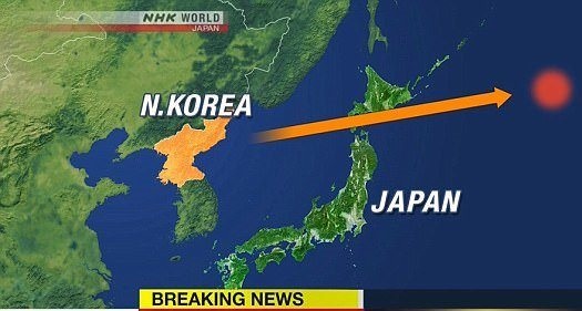 Tên lửa Triều Tiên phóng qua Nhật Bản có thể bắn tới Guam? - 1
Tên lửa Triều Tiên bay qua đảo Hokkaido của Nhật Bản sang sớm 29/8. (Ảnh: NHK)