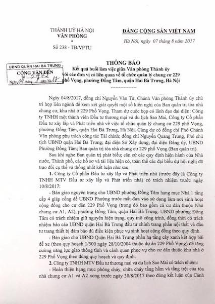 Cư dân chung cư 229 phố Vọng kêu cứu: Tạm đình chỉ hoạt động khu vực kinh doanh dịch vụ! - 2 Cư dân chung cư 229 phố Vọng kêu cứu: Tạm đình chỉ hoạt động khu vực kinh doanh dịch vụ! - 2