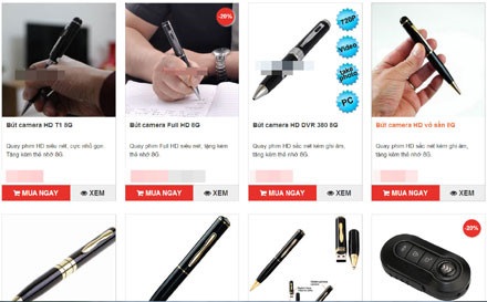 Thị trường thiết bị quay lén, nghe lén: Loạn! - 2
Một số thiết bị quay lén, nghe lén được quảng cáo bán trên mạng.