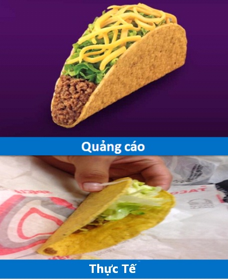 Hình ảnh thực sự của chiếc bánh taco mà khách hàng nhận được, có lẽ sẽ khiến mọi người suy nghĩ lại về chất lượng của cửa hàng ăn nhanh này.