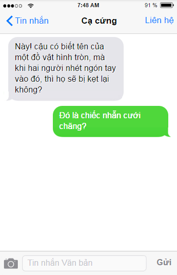 Chết cười với những màn đối đáp trên tin nhắn siêu hài hước - 4 Câu trả lời dễ thế mà không nghĩ ra.