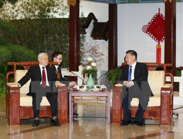 Toàn văn Thông cáo chung giữa hai nước Việt Nam-Trung Quốc - 1
Tổng Bí thư, Chủ tịch Trung Quốc Tập Cận Bình chủ trì Tiệc trà chào mừng Tổng Bí thư Nguyễn Phú Trọng. (Ảnh: Trí Dũng/TTXVN)