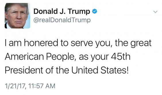 Dòng trạng thái bị mắc lỗi chính tả trên trang Twitter của Tổng thống Trump hồi tháng 1 (Ảnh: Twitter)