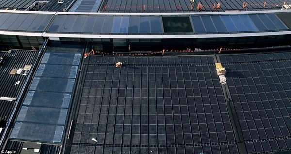 Trụ sở phi thuyền 5 tỷ USD của Apple sẽ chính thức “cất cánh” vào tháng 4 - 4 Trên mái nhà là hệ thống năng lượng mặt trời để cung cấp năng lượng sạch cho toàn bộ trụ sở