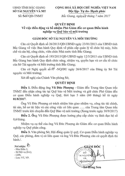 Bắc Giang: Sai phạm “khủng” tại Trung tâm quan trắc, cơ quan quản lý thoát trách nhiệm? - 5
Hình thức kỷ luật mà bạn đọc Dân trí cho là kiểu đánh bùn sang ao của Sở Tài Nguyên Môi trường tỉnh Bắc Giang.