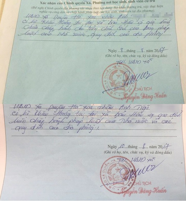 Bộ Tư pháp sẽ trao đổi với Bộ Giáo dục về việc bút phê lý lịch - 2 UBND xã ở Hà Nội xác nhận theo mẫu của Bộ Giáo dục và Đào tạo.
