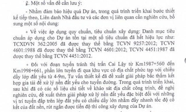 Quyết làm đường tránh Cai Lậy trên lớp đất yếu (?!) - 2 Một đoạn trong văn bản về ý của Bộ Xây dựng liên quan đến việc xây dựng đường tránh Cai Lậy