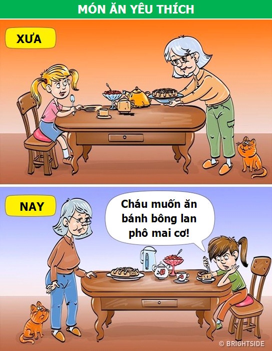 "Thời thơ ấu" ngày ấy và bây giờ khác nhau như thế nào? - 3 Ngày xưa, những món ăn vặt được bà hoặc mẹ tự tay làm vào ngày nghỉ là niềm háo hức của bất kỳ đứa trẻ nào. Trong khi đó, ngày nay các món ăn vặt đang làm mưa làm gió như: trà sữa, bánh bông lan phô mai, bánh lava tan chảy mới là món khoái khẩu của những nhóc tì này.