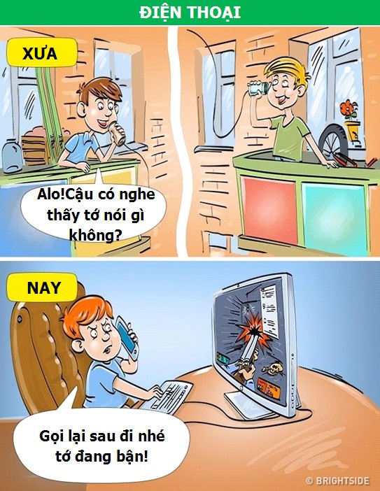 "Thời thơ ấu" ngày ấy và bây giờ khác nhau như thế nào? - 4 Khi nhắc đến “điện thoại”, trẻ con thuở ấy sẽ chỉ nghĩ về món đồ chơi tự chế từ hai vỏ lon và một sợi dây nối, còn ở thời hiện đại, hầu như đứa trẻ nào cũng được bố mẹ sắm cho một chiếc điện thoại, mà thậm chí là các loại smartphone đắt tiền từ rất sớm.