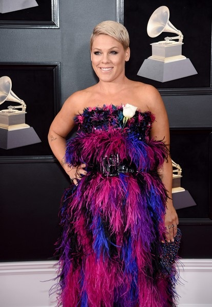 Người đẹp khoe dáng gợi cảm tại lễ trao giải Grammy - 15
Ca sỹ Pink điệu đà dự sự kiện, cô diện váy Armani Privé