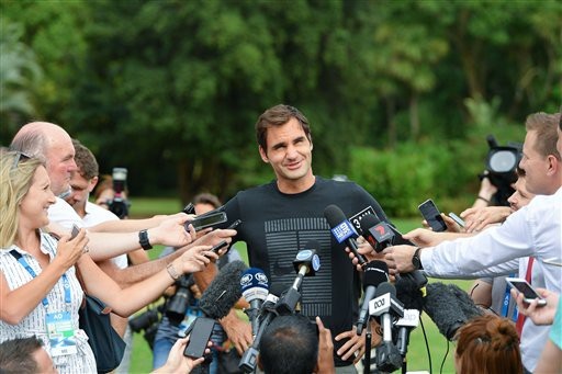 
Tay vợt người Thụy Sĩ khá hài hước trong buổi trả lời phỏng vấn ở dinh thự của thủ hiến bang Victoria
