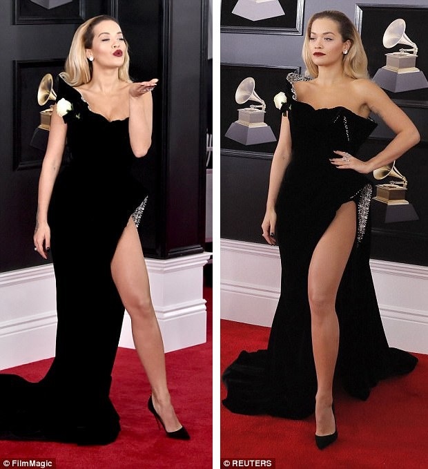 Váy xẻ cao "bất tận" của Rita Ora trên thảm đỏ Grammy 2018 - 16 Váy xẻ cao "bất tận" của Rita Ora trên thảm đỏ Grammy 2018 - 16