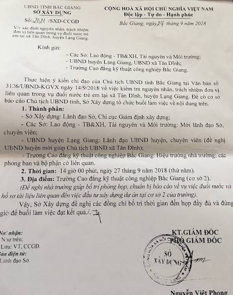 Sai phạm đặc biệt nghiêm trọng khiến 3 em nhỏ chết đuối thương tâm - 1
Chủ tịch UBND tỉnh Bắc Giang có văn bản yêu cầu làm rõ sự việc.