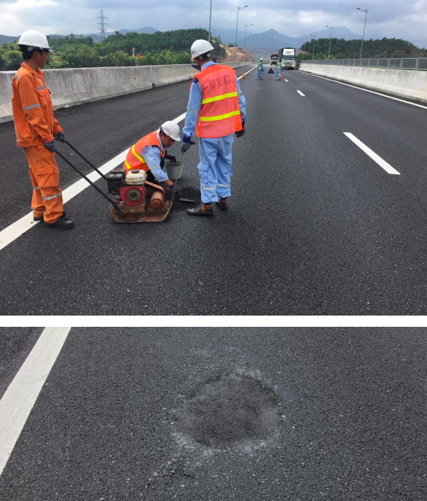 Cao tốc hư hỏng suốt 1 năm, nhà thầu “né” trách nhiệm bảo hành? - 3 Đơn vị quản lý và khai thác đường cao tốc thực hiện sửa chữa, trám vá tạm thời các vị trí mặt đường hư hỏng để đảm bảo an toàn giao thông