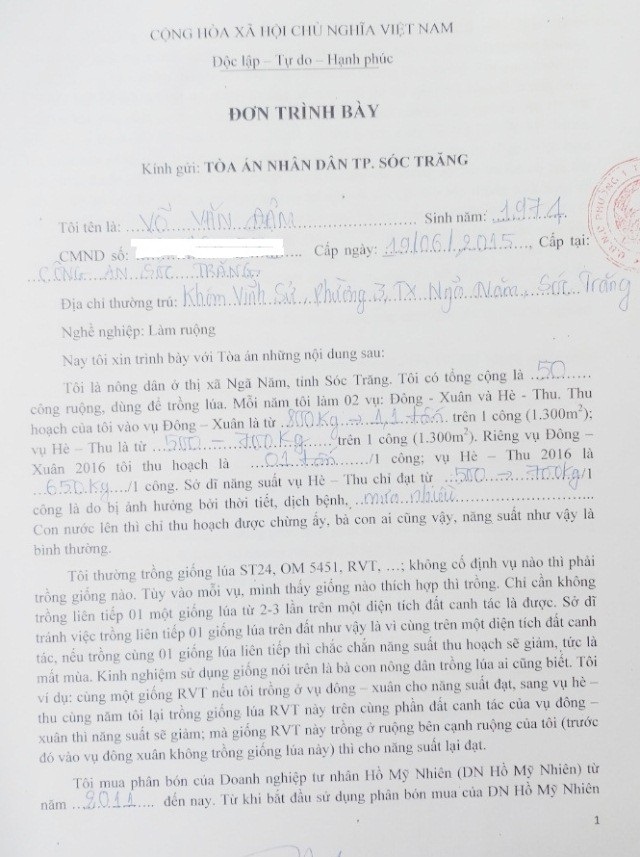 Bất ngờ với những lá đơn và bản lấy lời khai của nông dân tại Sóc Trăng! - 2 Bất ngờ với những lá đơn và bản lấy lời khai của nông dân tại Sóc Trăng! - 2