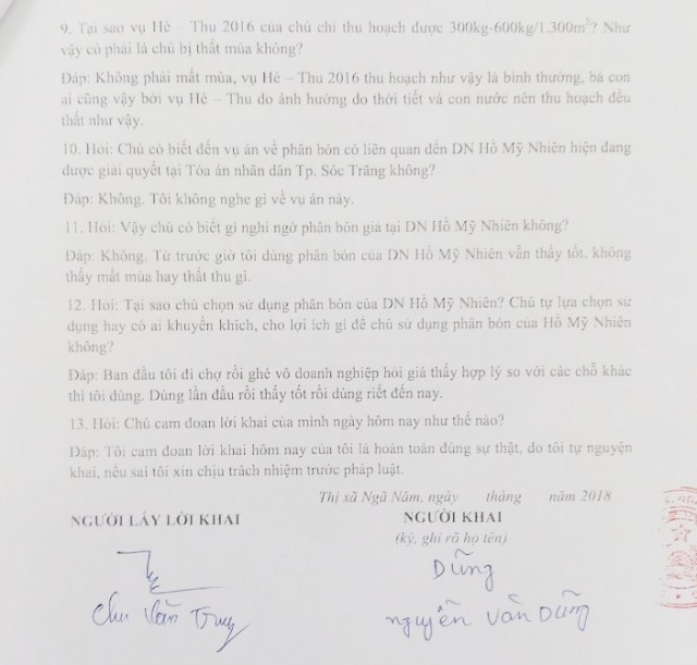 Bất ngờ với những lá đơn và bản lấy lời khai của nông dân tại Sóc Trăng! - 10 ... và lời khai của ông Nguyễn Văn Dũng đều tươn tự nhau.