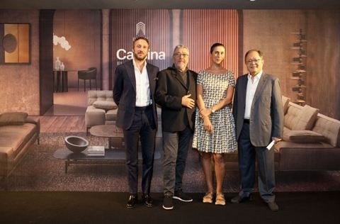 Hội thảo Design talk # 7 đón chào huyền thoại thiết kế Philippe Starck - 2 Ông bà Starck (ở giữa) với đại diện Eurasia Concept - Ông Vincent Au và đại diện Cassina - Ông Stefano Crea