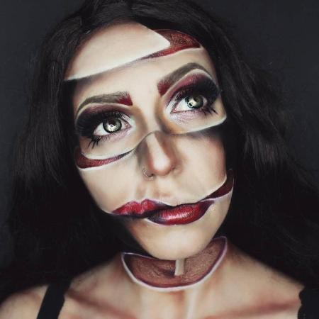Bạn có dám mang những khuôn mặt này trong đêm Halloween? - 2 Trông cô gái như thể bị cắt rời ra từng mảnh